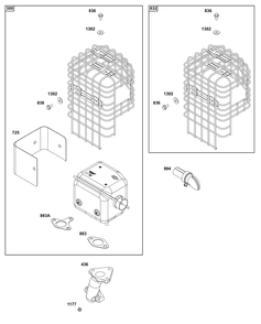 Exhaust Group Diagram and Parts List for 19N132-0028-H5 100000 - 19Z999 Briggs and Stratton Engine